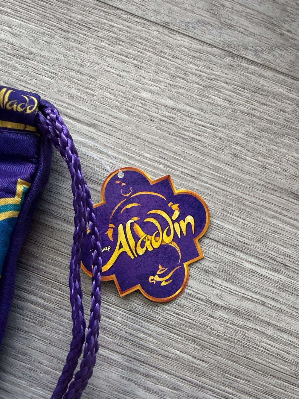 Disney Aladdin Drawstring Backpack Purple Gold Cinch Disney Park Bag - Picture 2 of 8